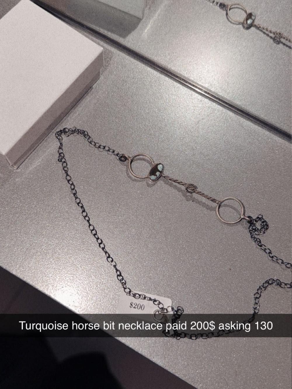 Turquoise Accent Horse Bit Necklace – Silver-Tone Chain